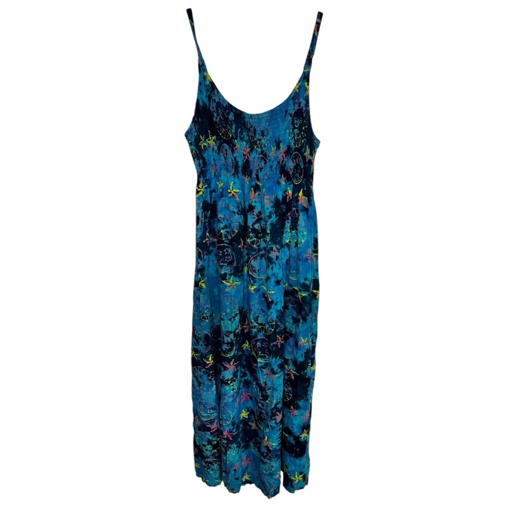 Rama Bright colorful Tie Dye Stars Sun Artsy Boho Maxi Dress‎ Smalll Flaw
